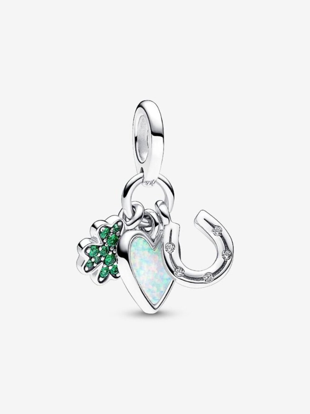 Pandora Four-Leaf Clover, Heart & Horseshoe Moments Dangle Charm 925 Sisterhood